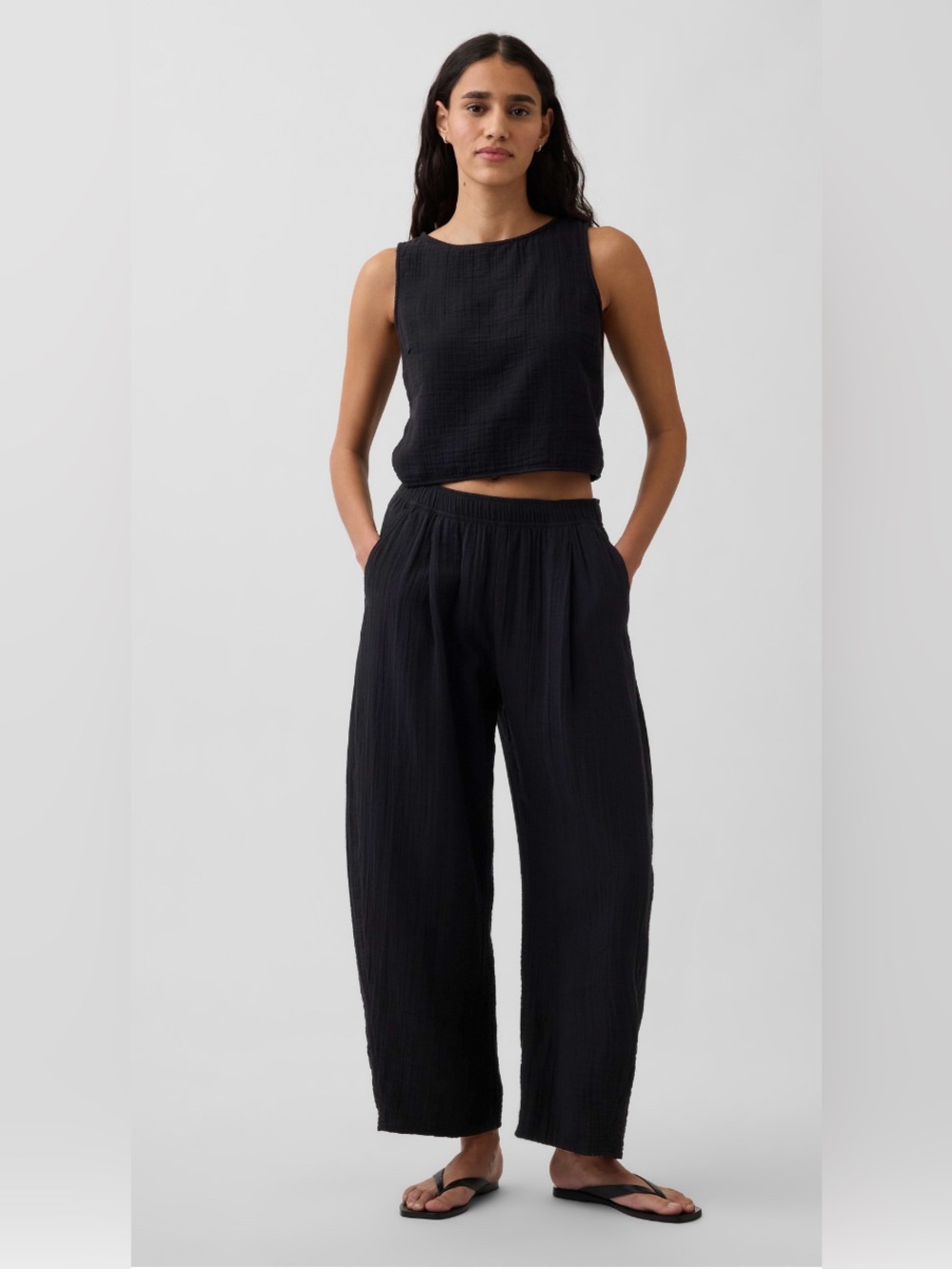 GAP Cotton Gauze Easy Barrel Pants